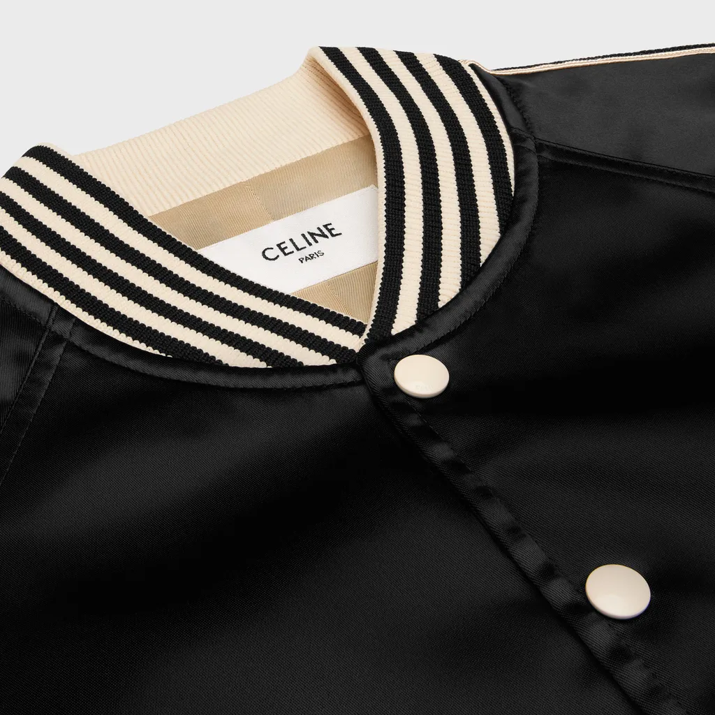 Embroidered Teddy Jacket In Satin-Finish Nylon