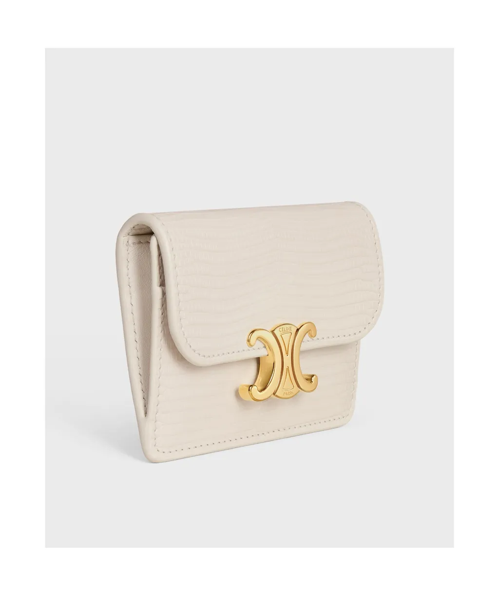 Card Holder With Flap Triomphe In Lizard