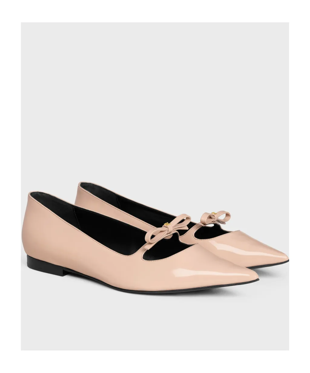 Suzy Pointy Toe Ballerina In Patent Calfskin