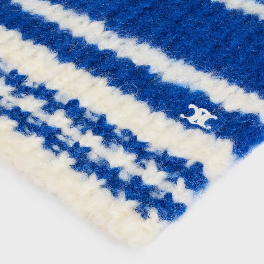 Striped Scarf In Chunky Mohair And Wool