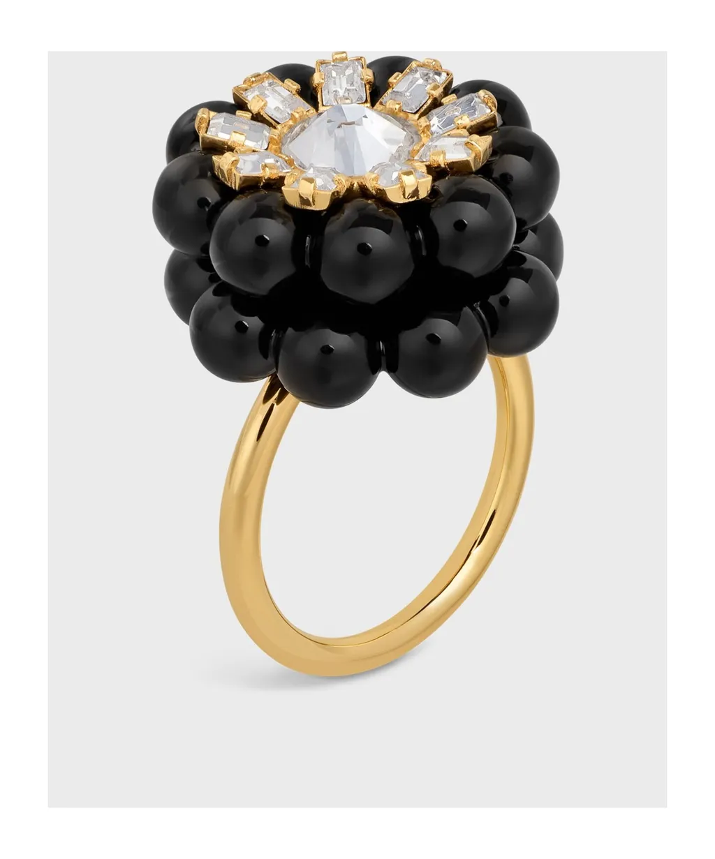 Heirlooms MÛRe Ring In Strass, Varnish And Brass With Gold Finish