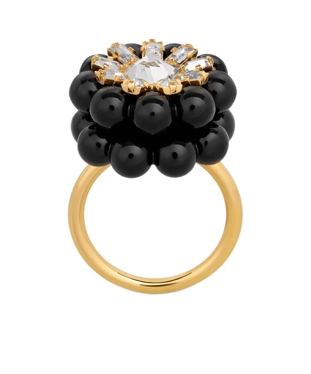 Heirlooms MÛRe Ring In Strass, Varnish And Brass With Gold Finish