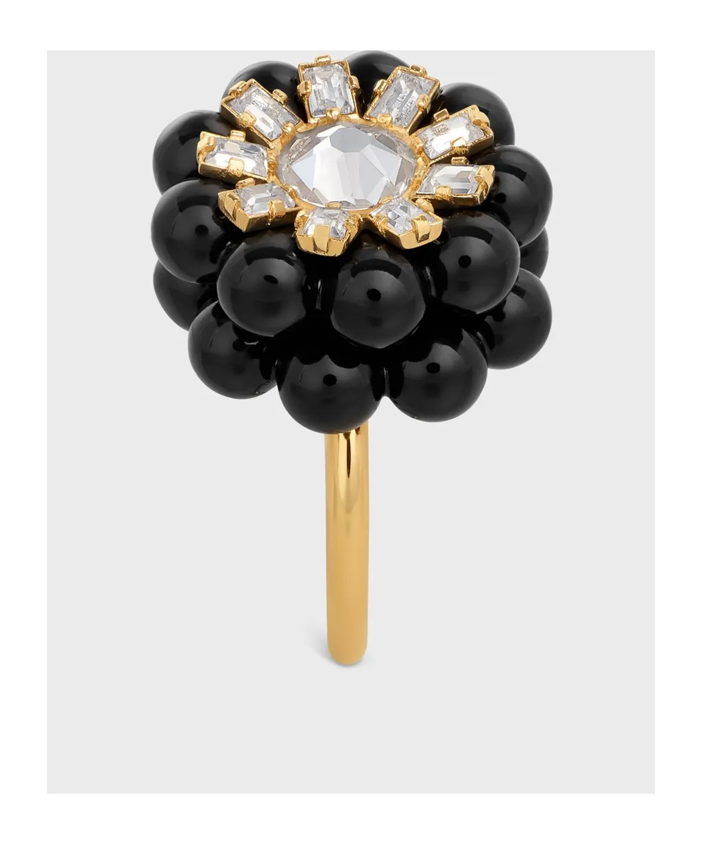 Heirlooms MÛRe Ring In Strass, Varnish And Brass With Gold Finish