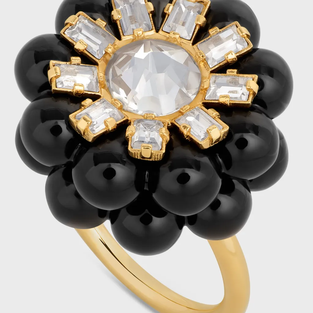 Heirlooms MÛRe Ring In Strass, Varnish And Brass With Gold Finish