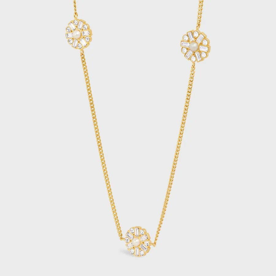 Heirlooms Marguerite Sautoir In Strass, Resin Pearls And Brass With Gold Finish