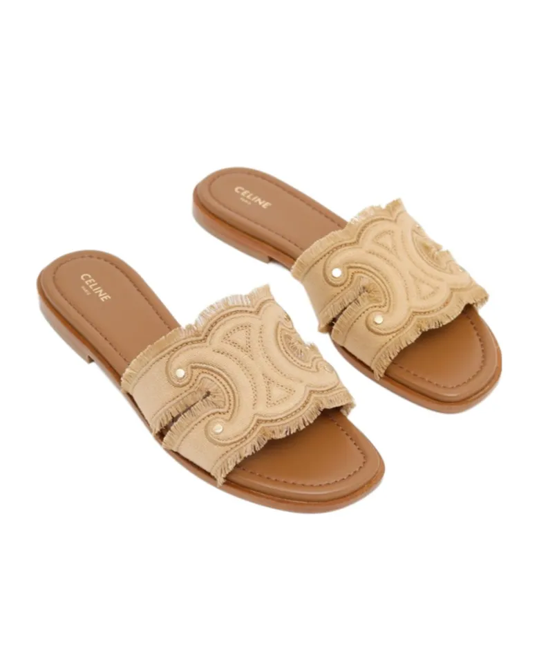 Marina Fringed Mule In Cotton