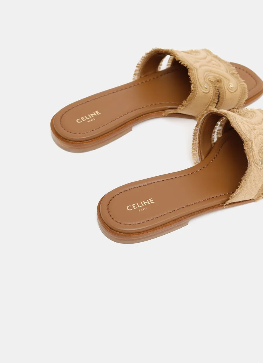 Marina Fringed Mule In Cotton