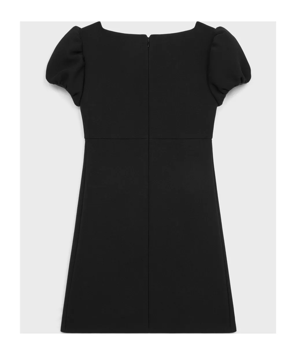Mini Dress With Jeweled Buttons In Wool Piqué