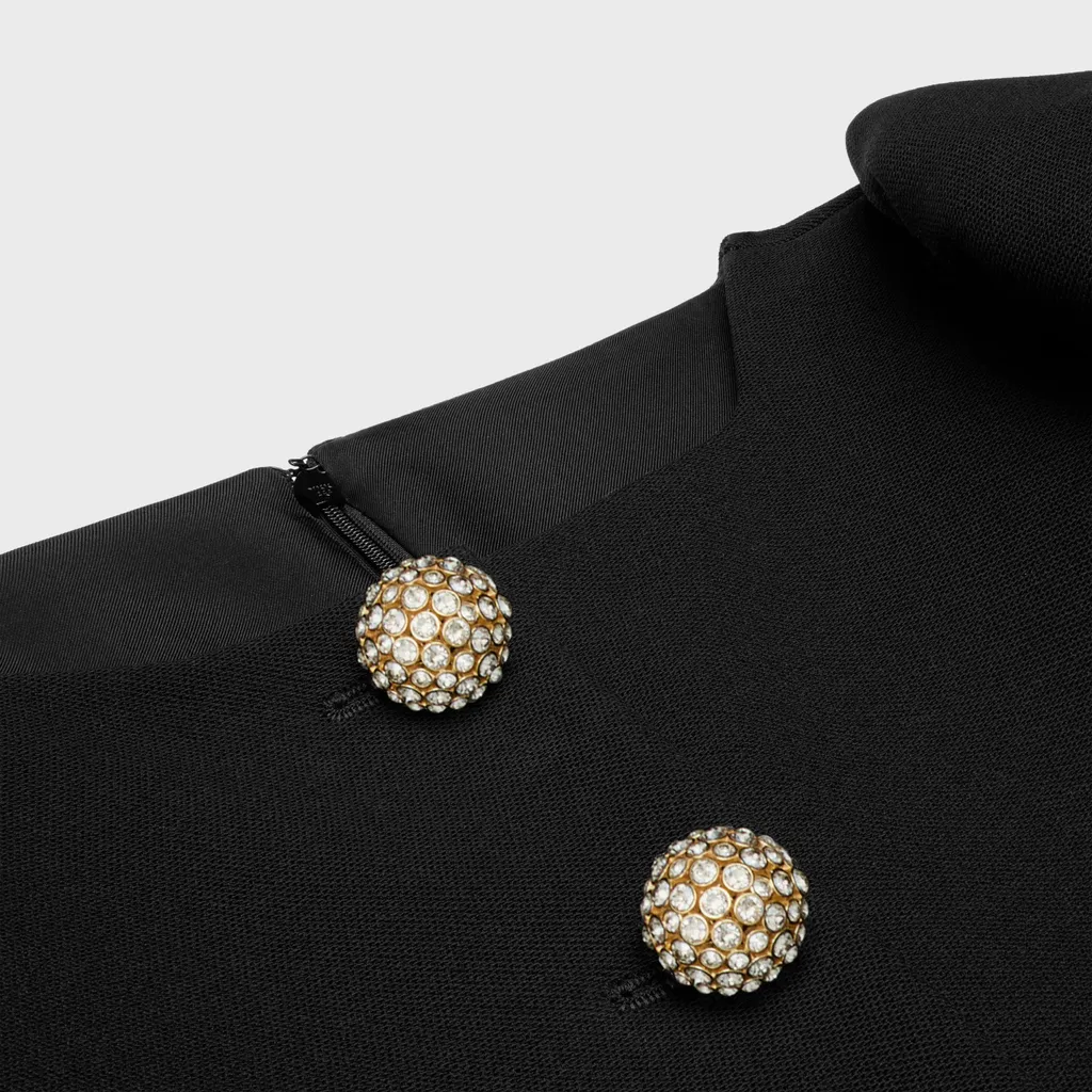 Mini Dress With Jeweled Buttons In Wool Piqué