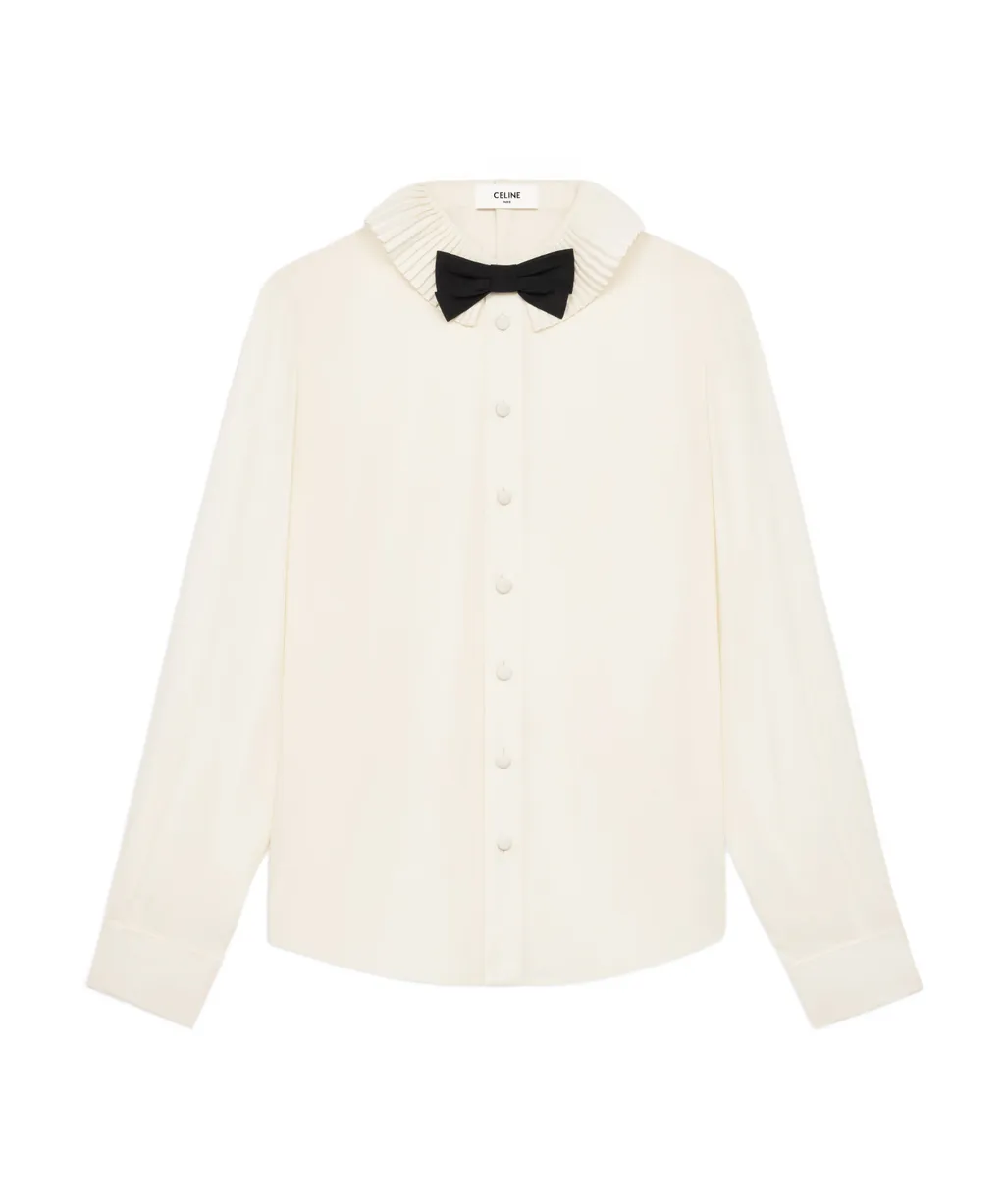 Mia Shirt With Bow In Silk CrÊPe And Acetate
