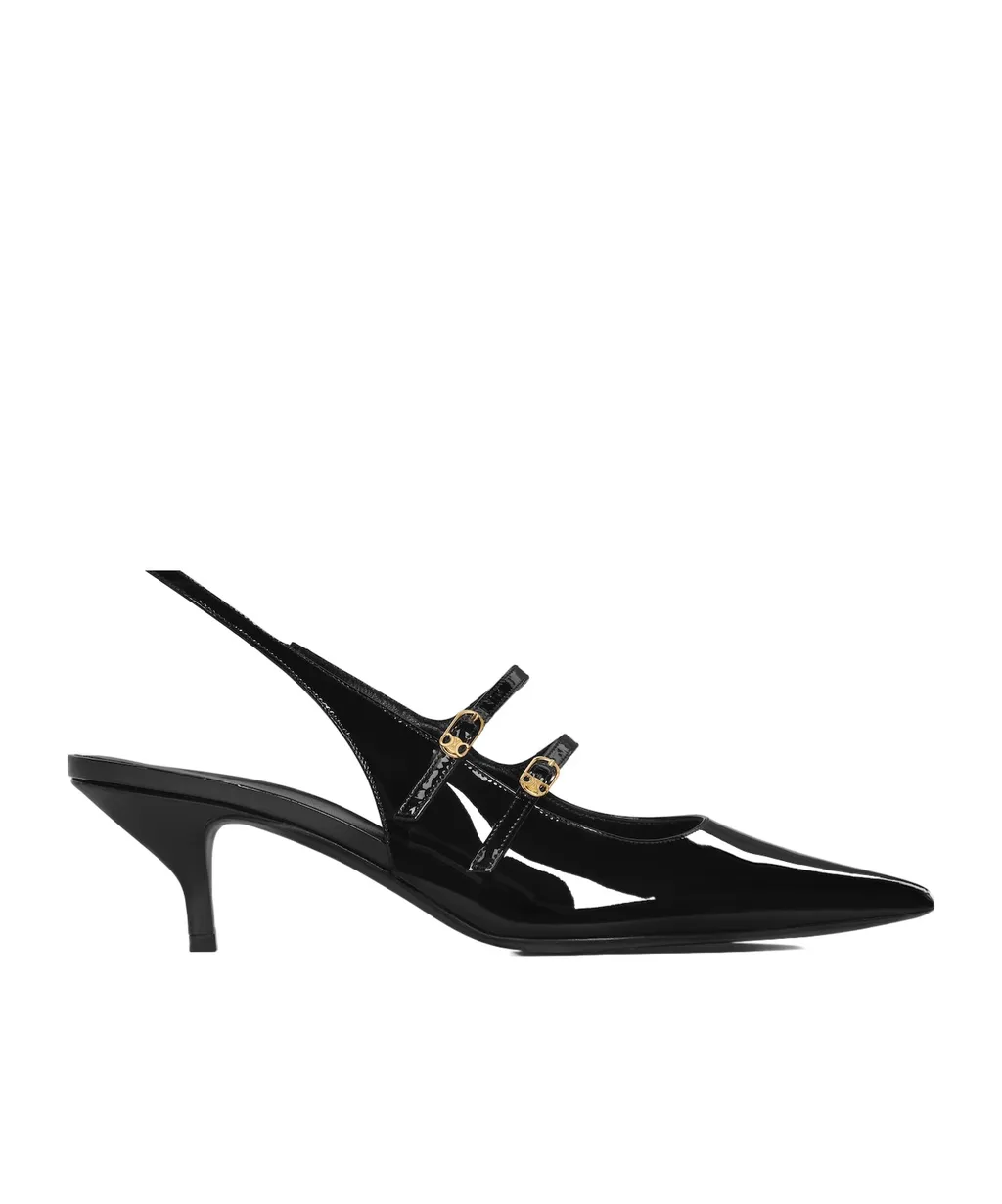 Judy Double Strap Mary Jane Slingback In Patent Calfskin