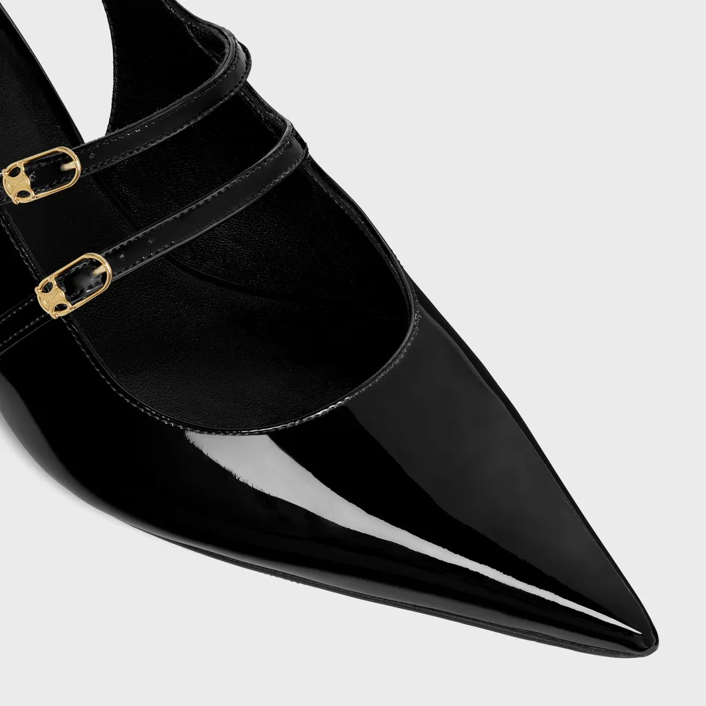 Judy Double Strap Mary Jane Slingback In Patent Calfskin