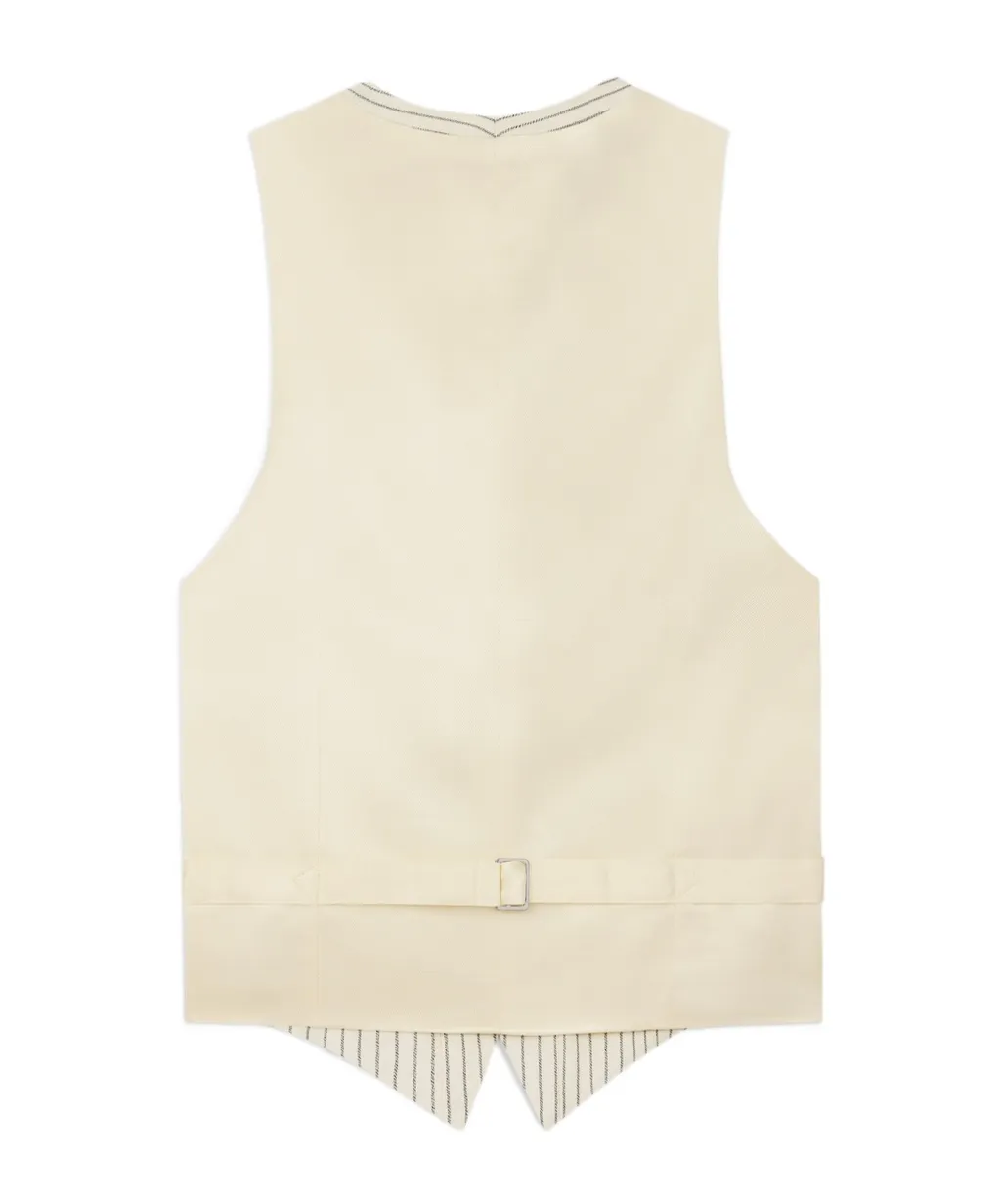 Vest In Striped Wool Gabardine