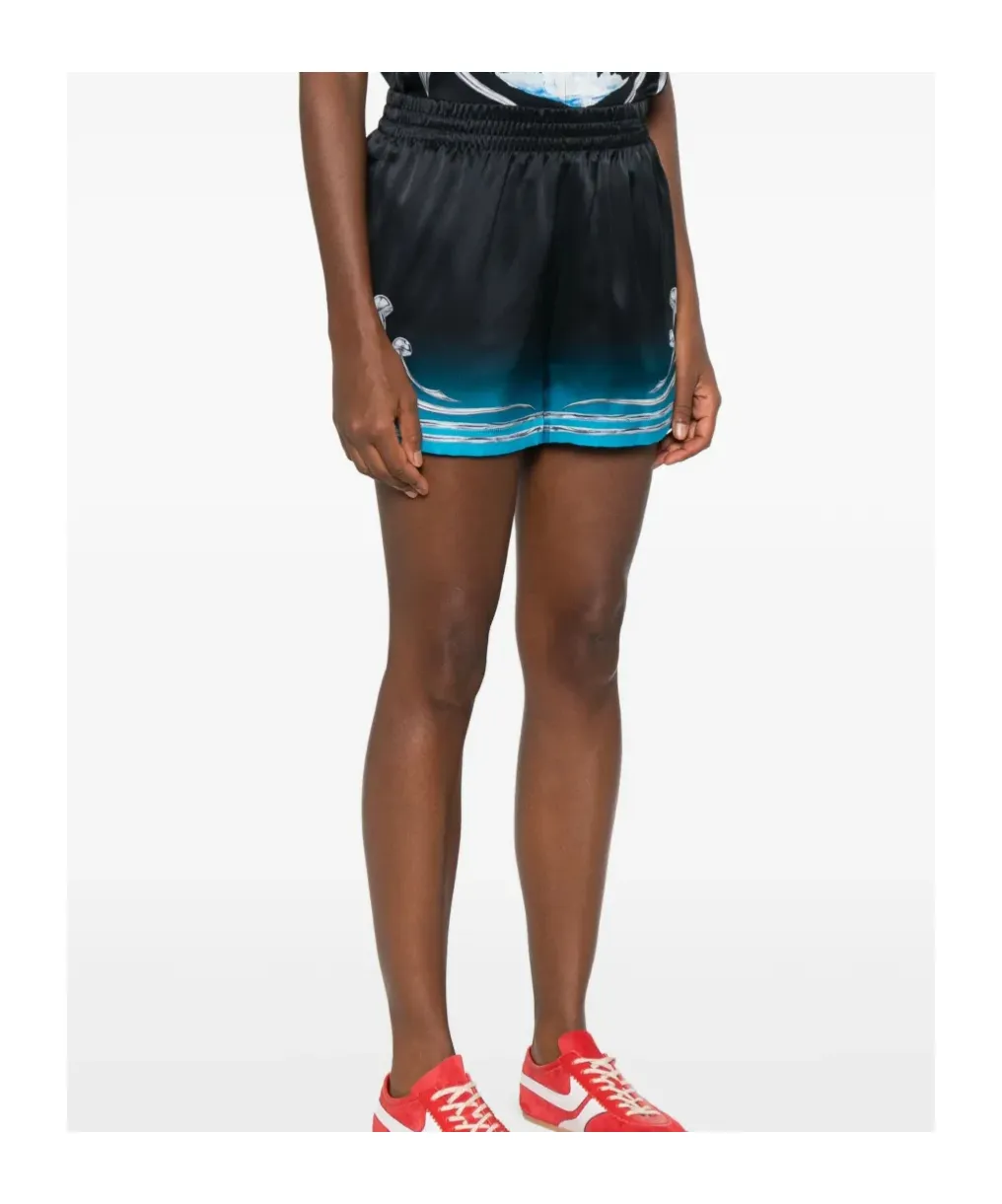 Mushroom Print Elastic Waist Shorts