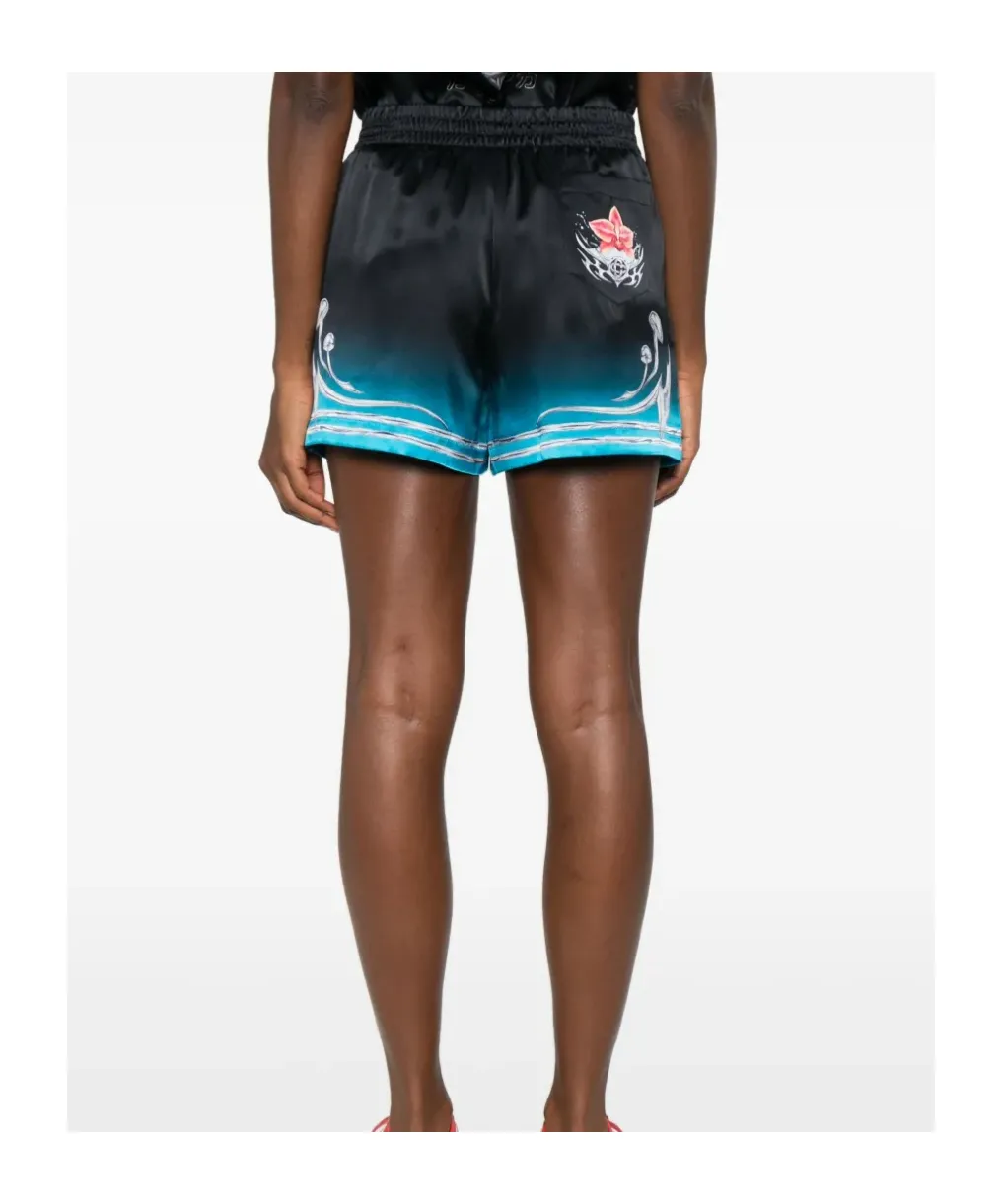 Mushroom Print Elastic Waist Shorts