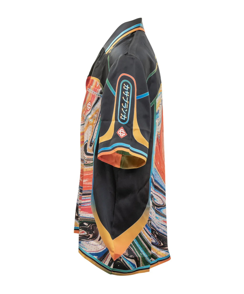 Graphic-Print Silk Shirt