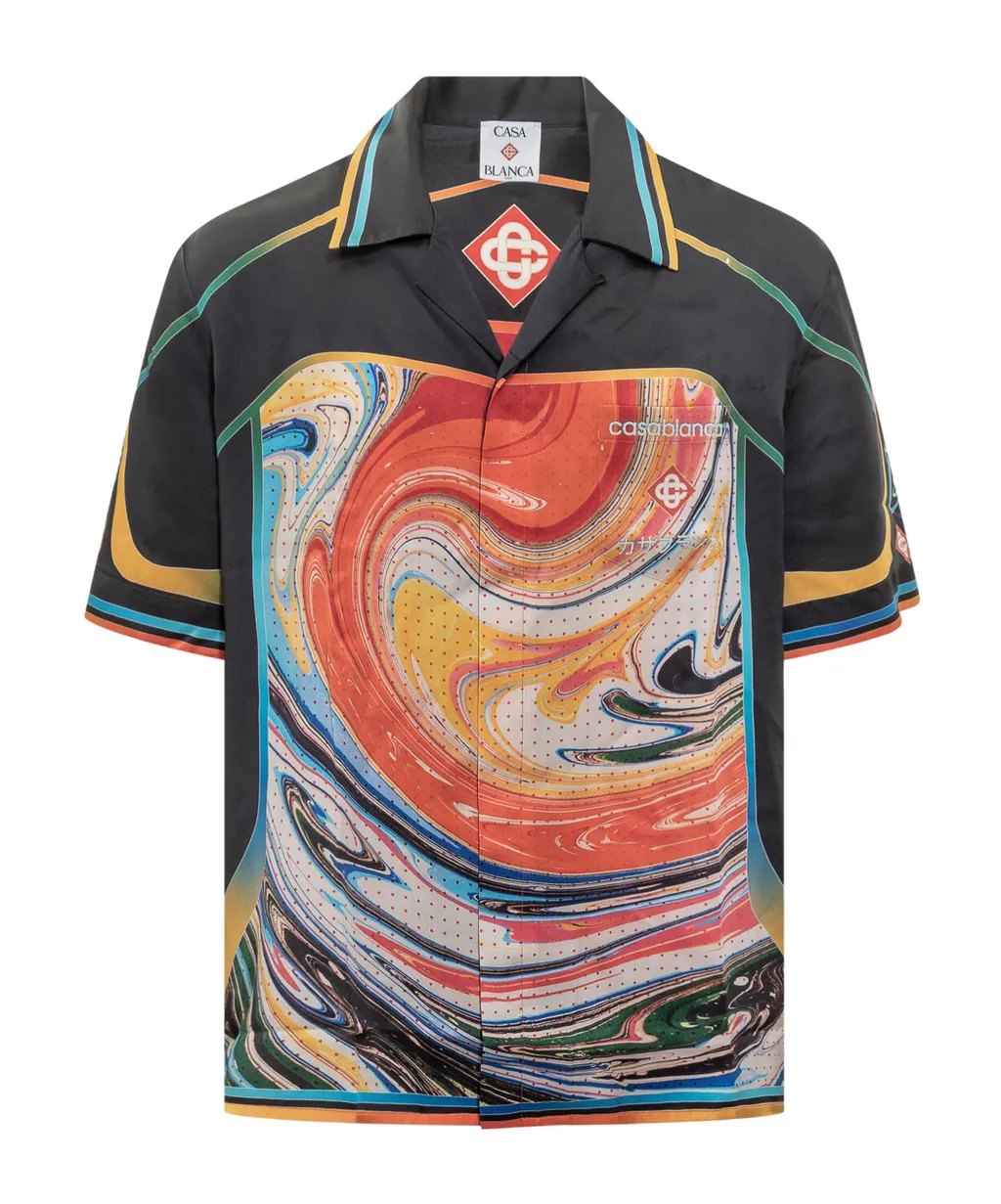 Graphic-Print Silk Shirt