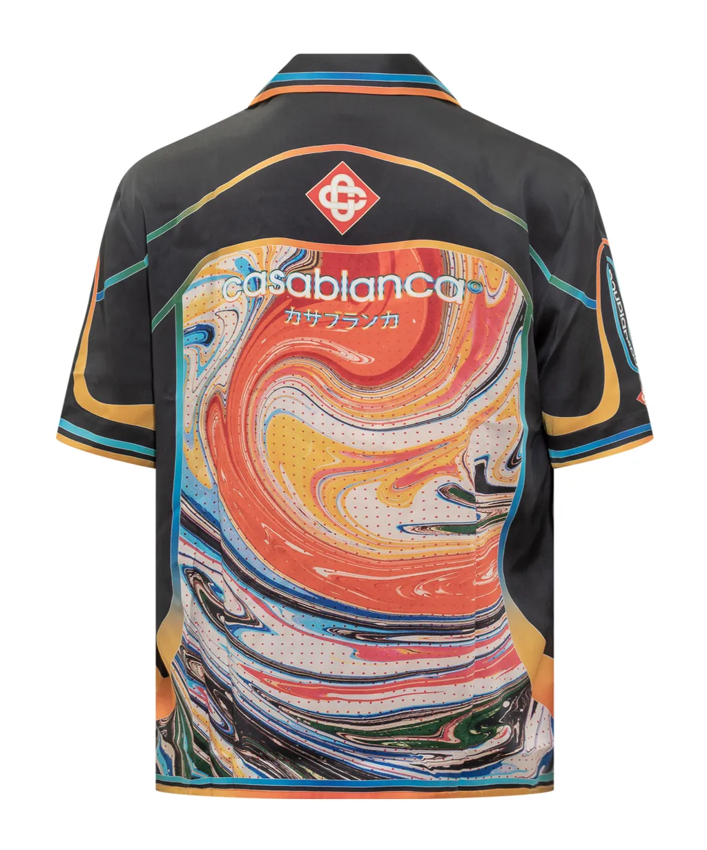 Graphic-Print Silk Shirt