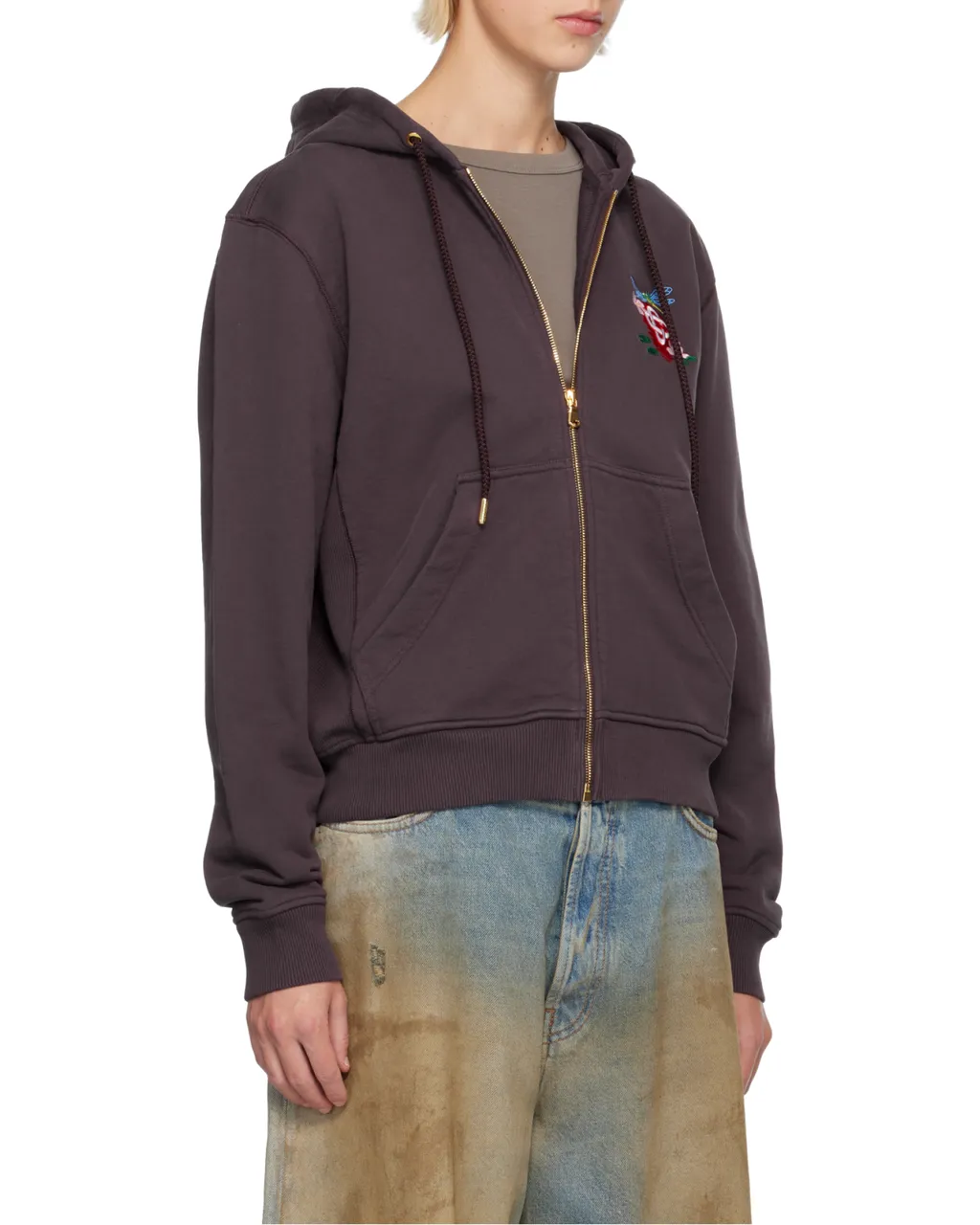 Embroidered-Logo Drawstring Hoodie
