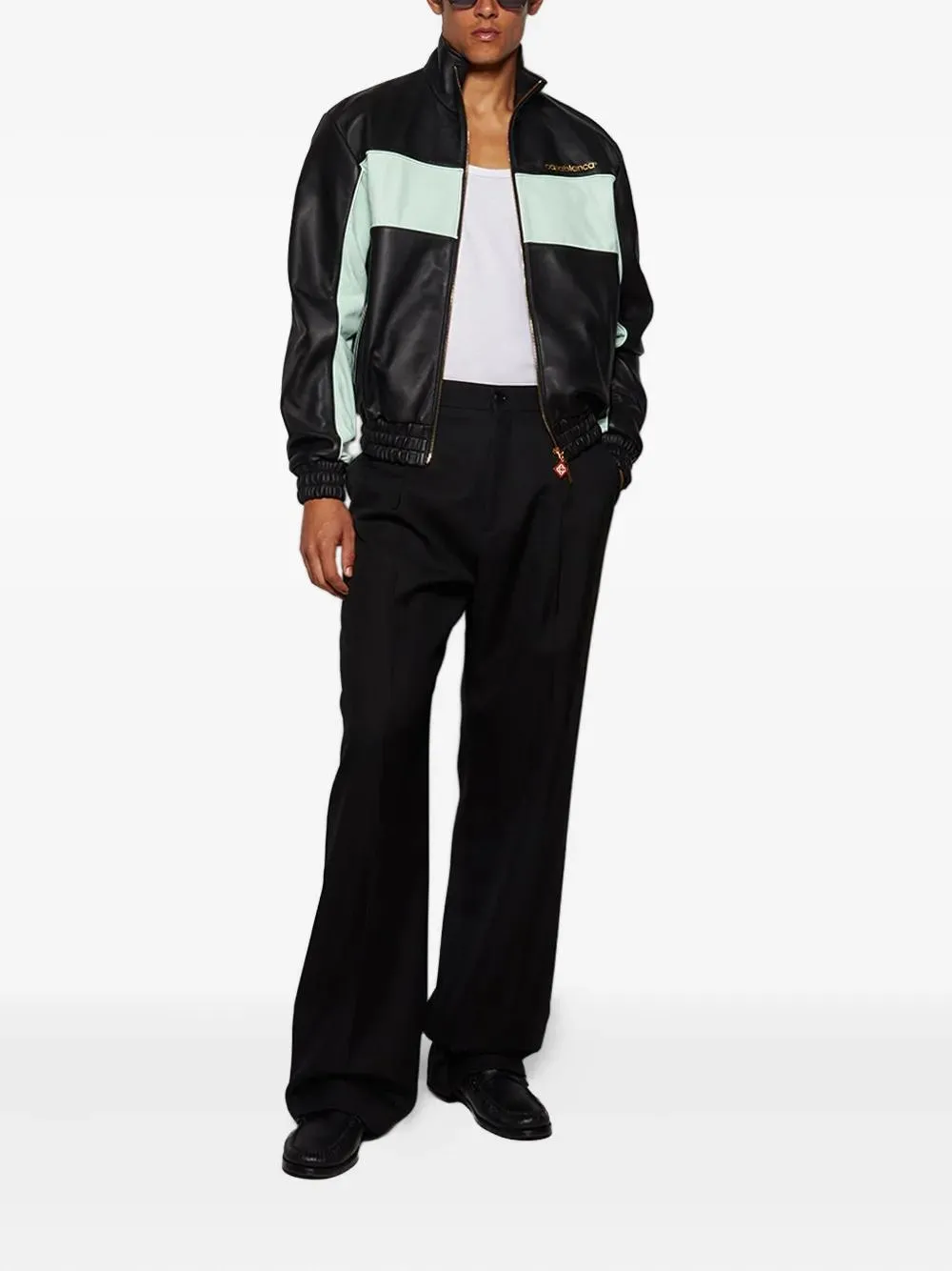 Logo Zip-Up Leather Jacket