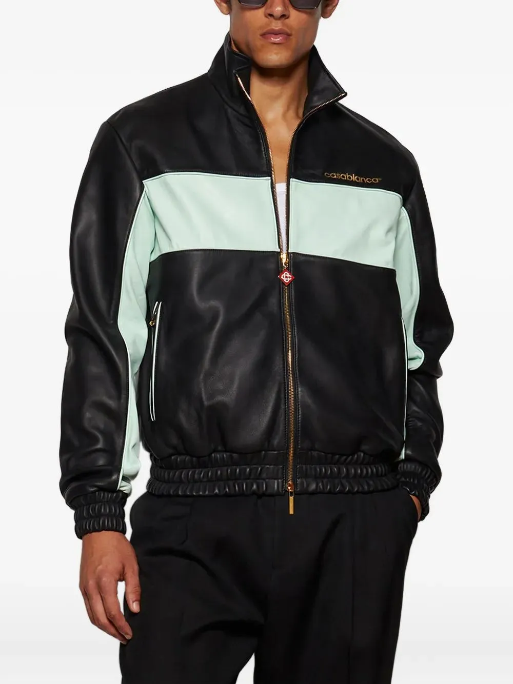 Logo Zip-Up Leather Jacket