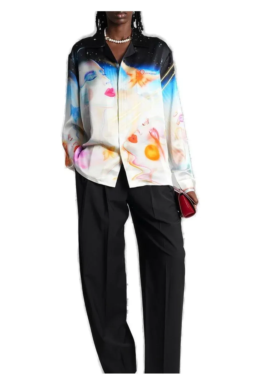 Celestial-Print Buttoned Shirt