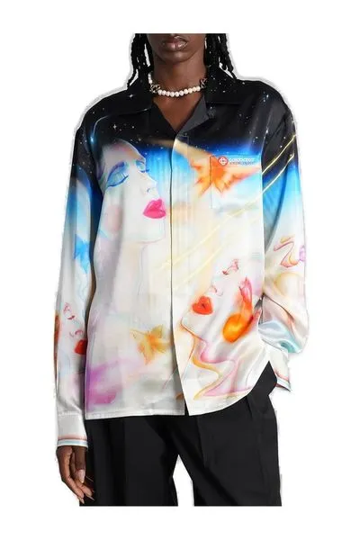 Celestial-Print Buttoned Shirt