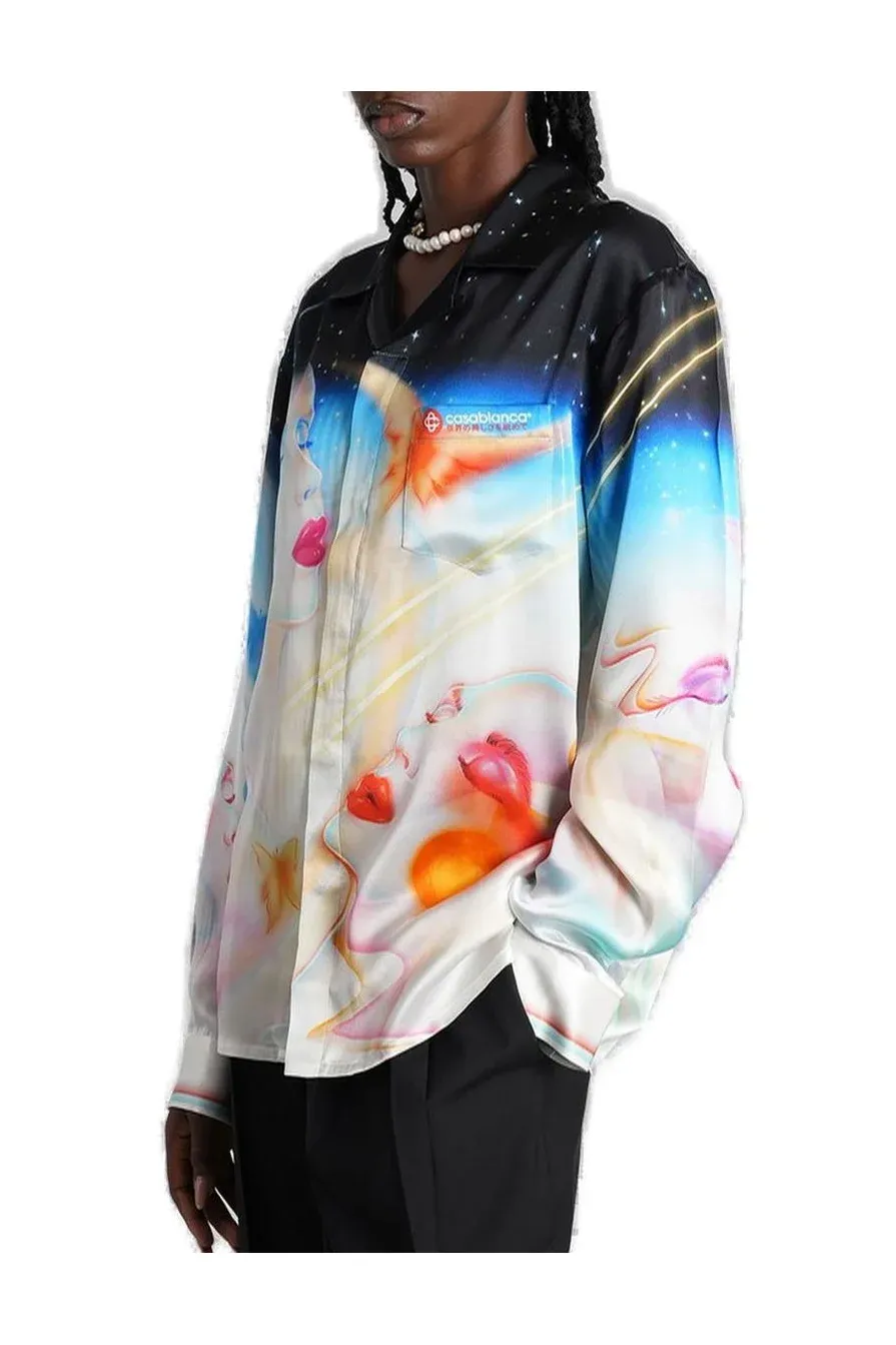 Celestial-Print Buttoned Shirt