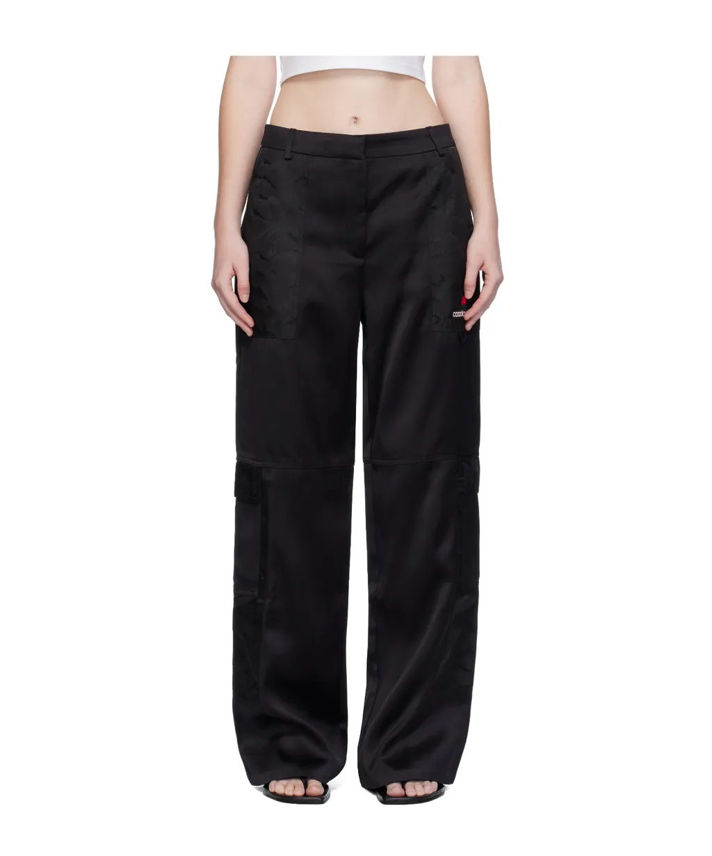 Logo Embroidered Patch Casual Pants