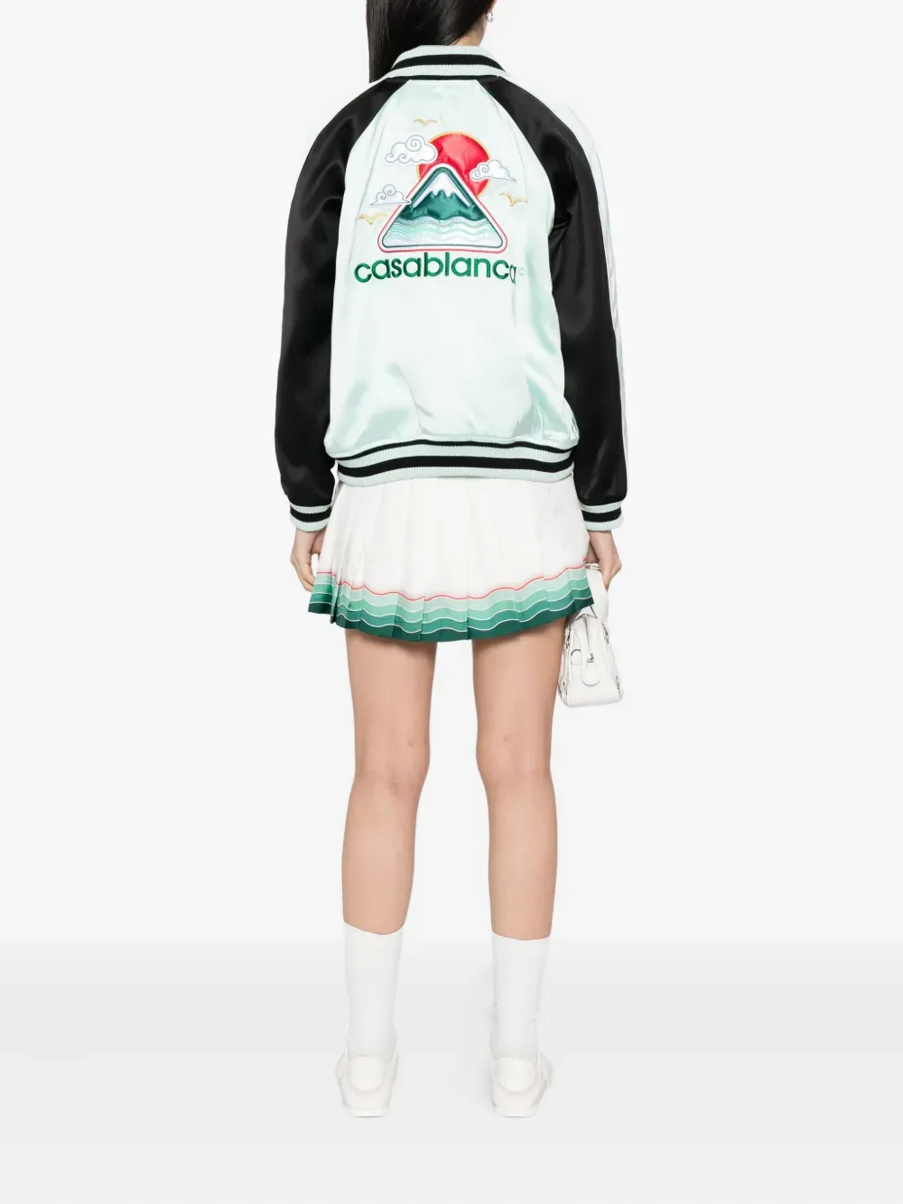 Embroidered Satin Bomber Jacket