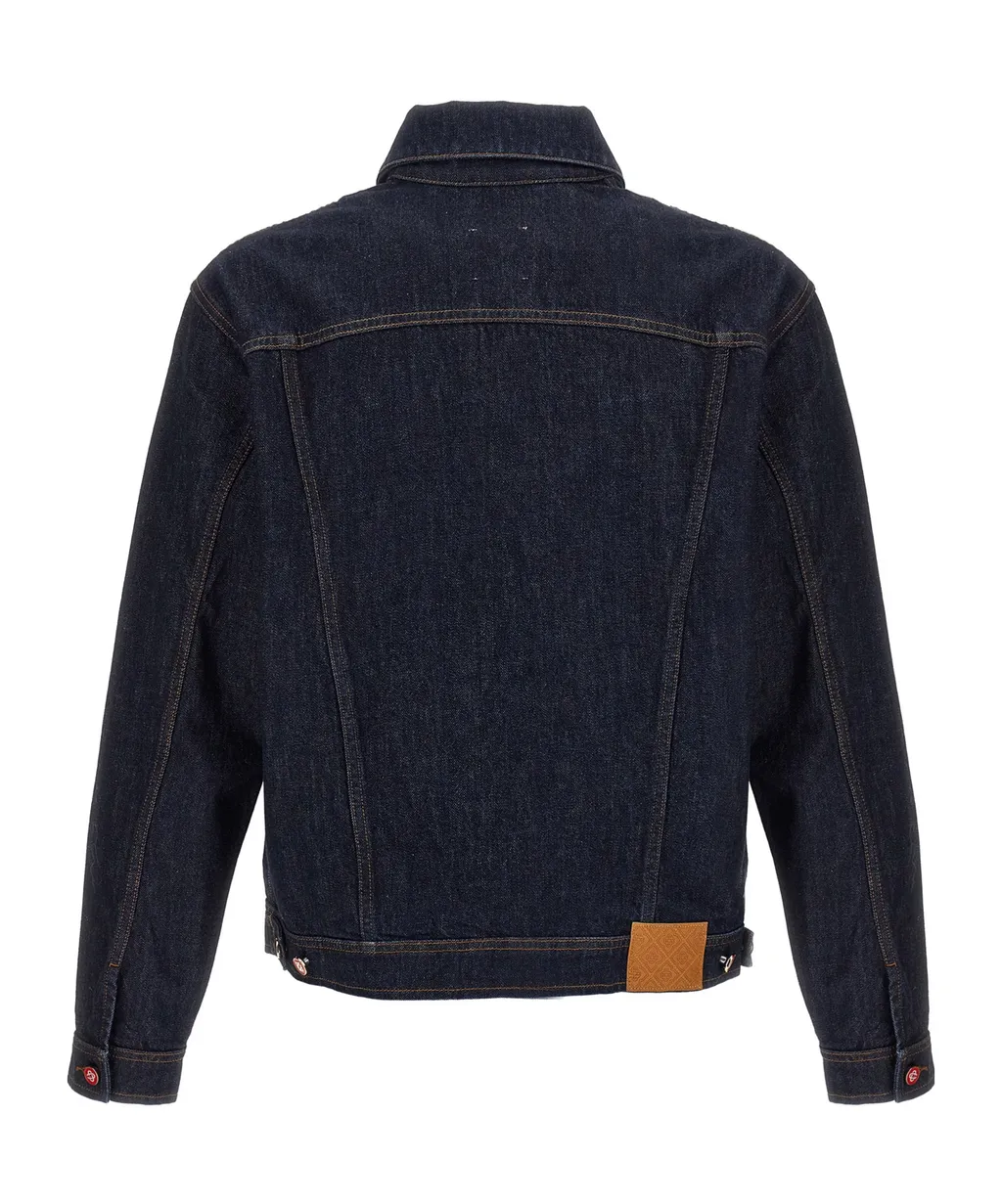 Logo Embroidered Buttoned Denim Jacket