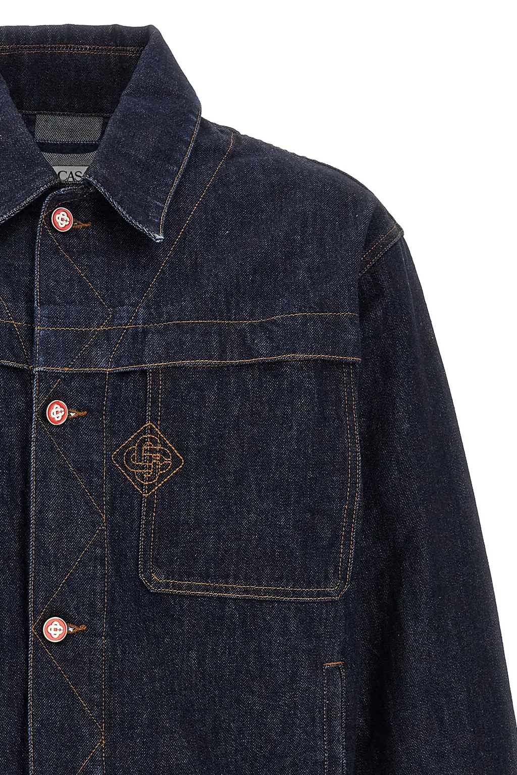 Logo Embroidered Buttoned Denim Jacket