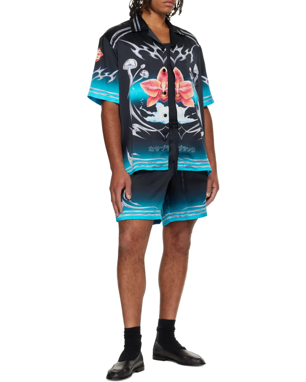 Graphic-Print Silk Shorts