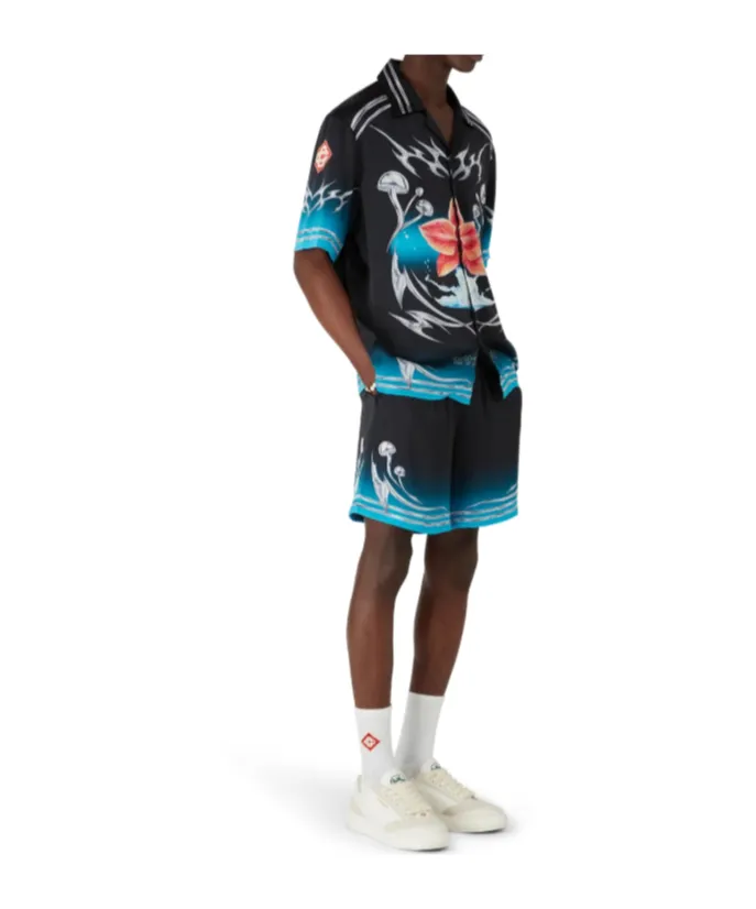 Graphic-Print Silk Shorts