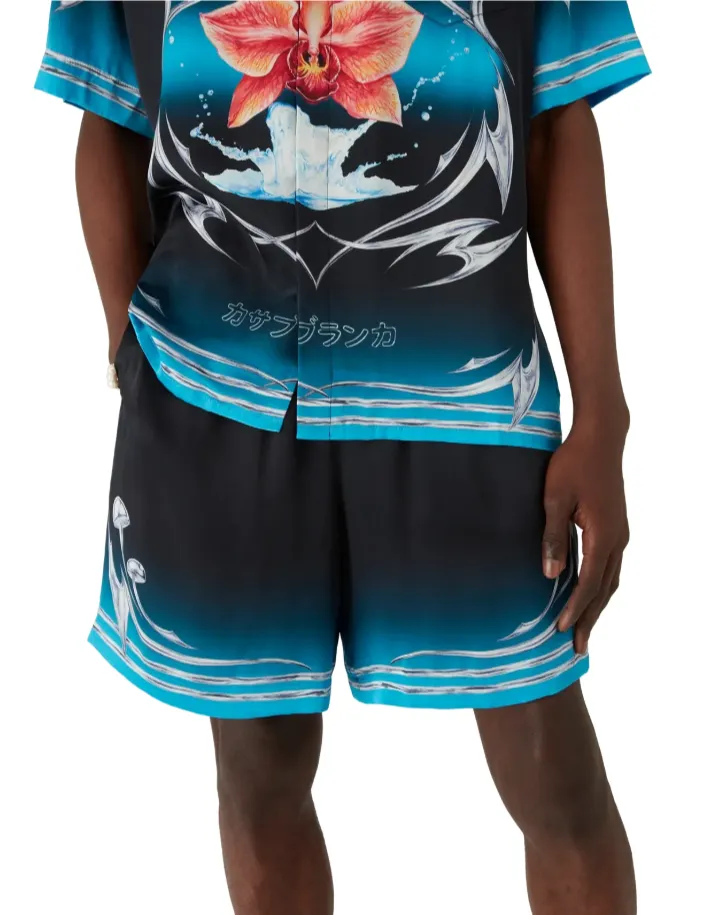 Graphic-Print Silk Shorts