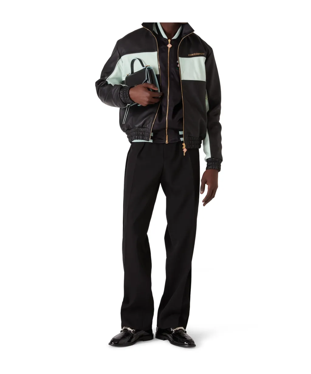 Logo Zip-Up Leather Jacket