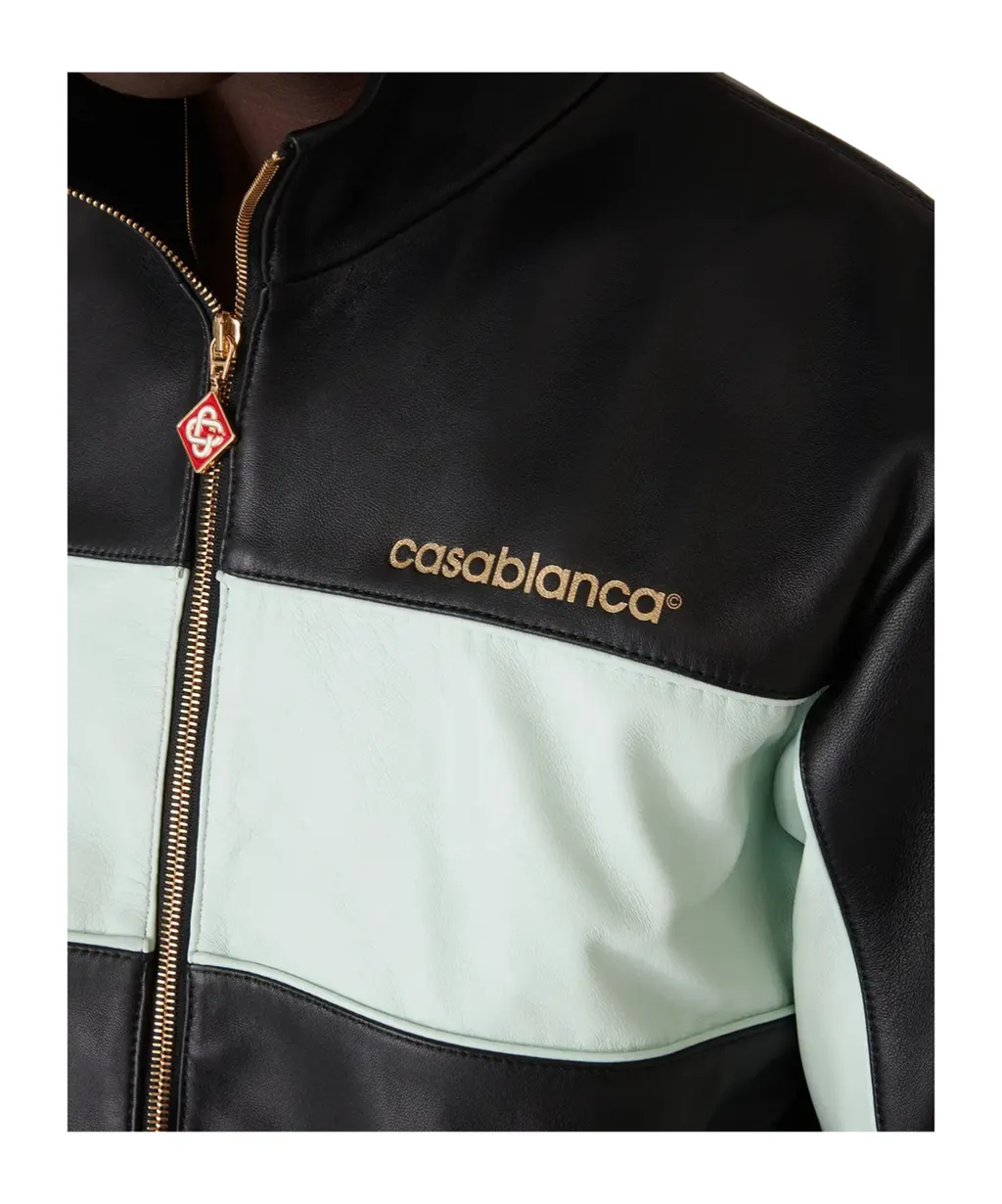 Logo Zip-Up Leather Jacket