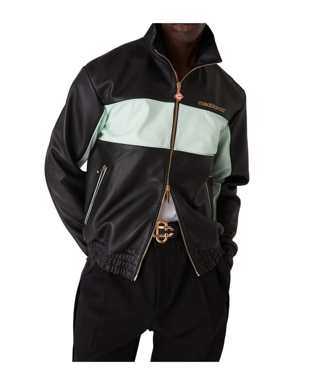 Logo Zip-Up Leather Jacket