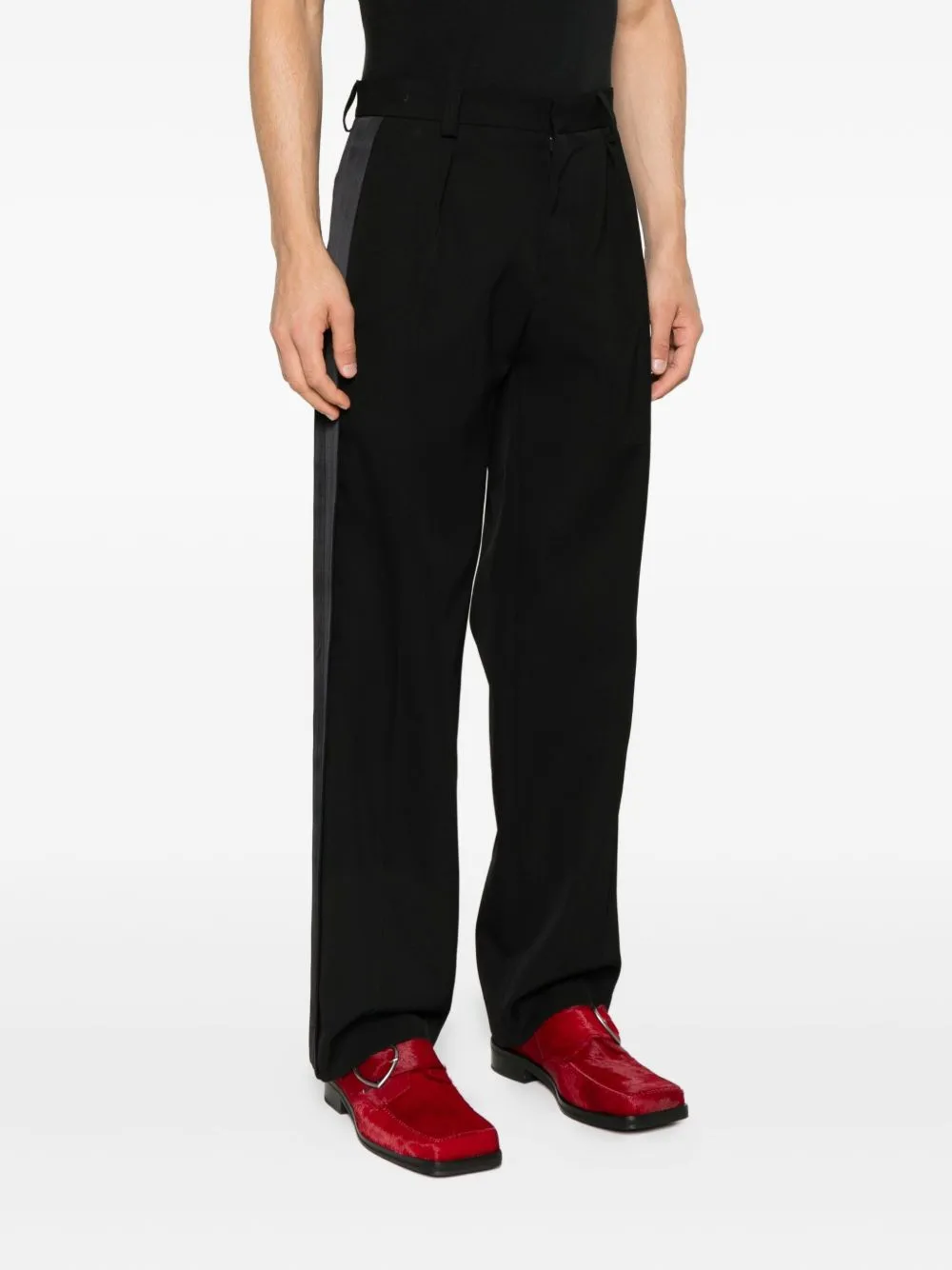 Pleated Side-Stripe Trousers