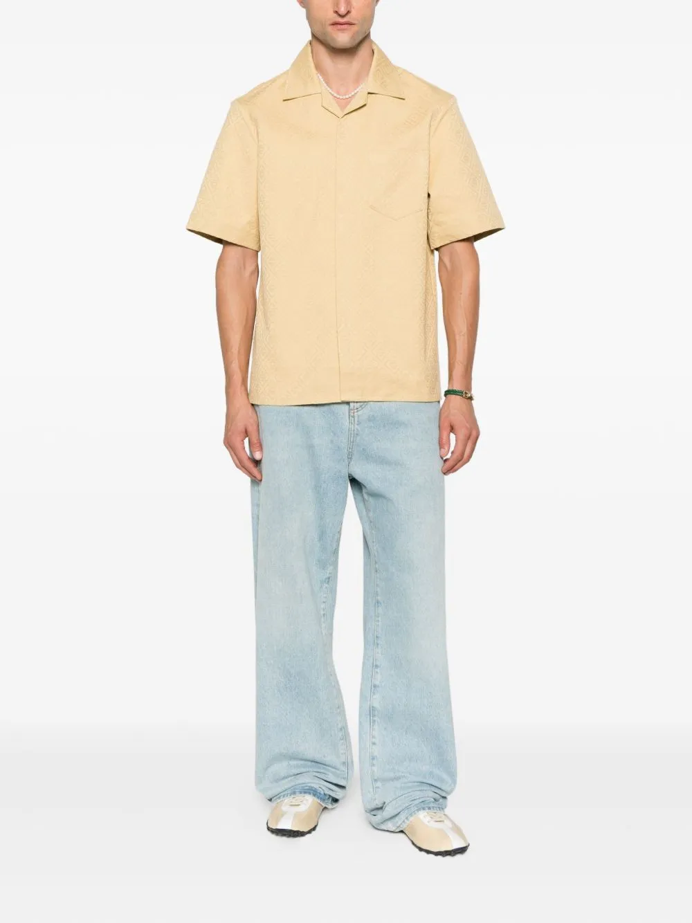 Monogram-Pattern Button Shirt