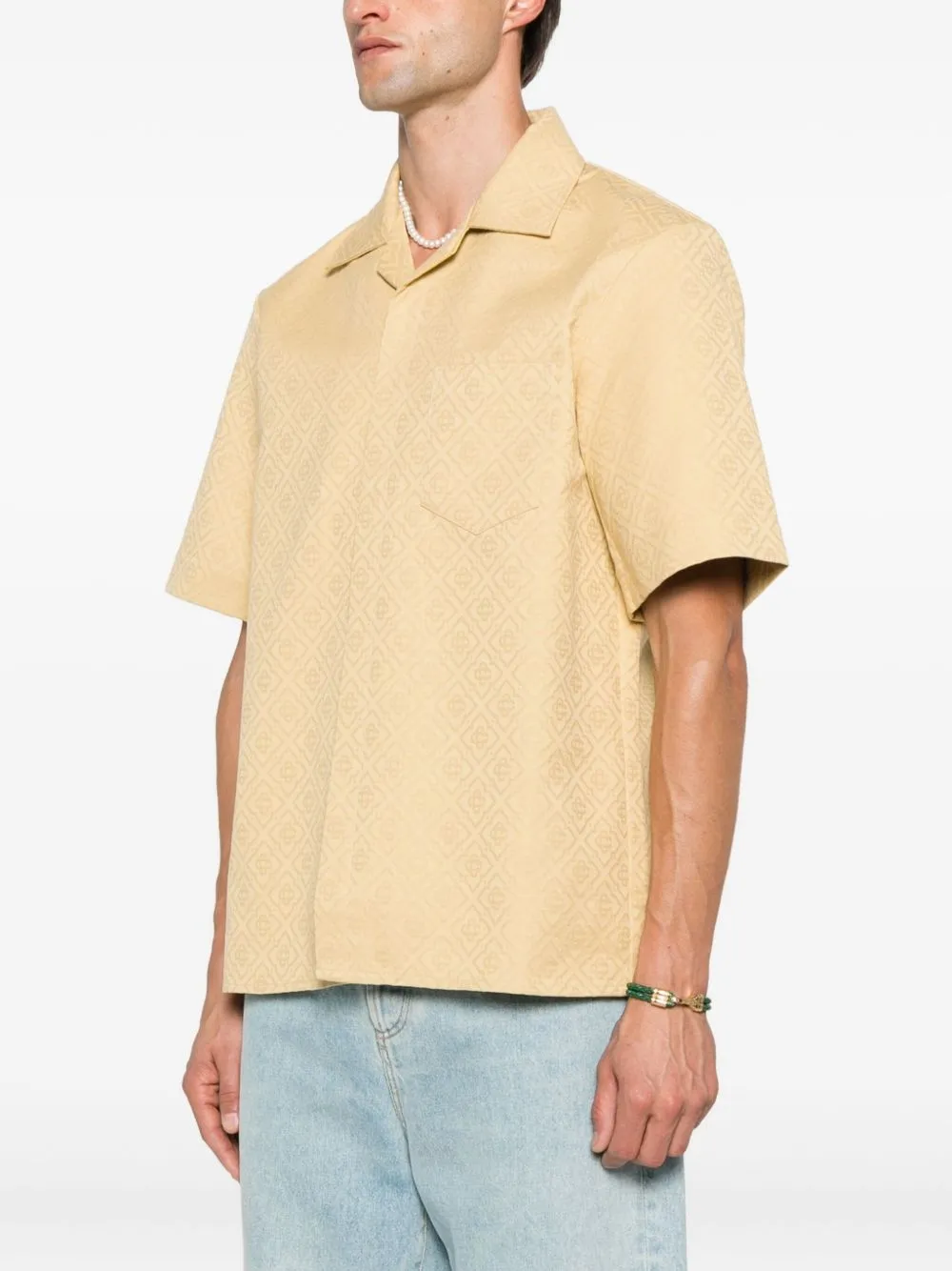 Monogram-Pattern Button Shirt