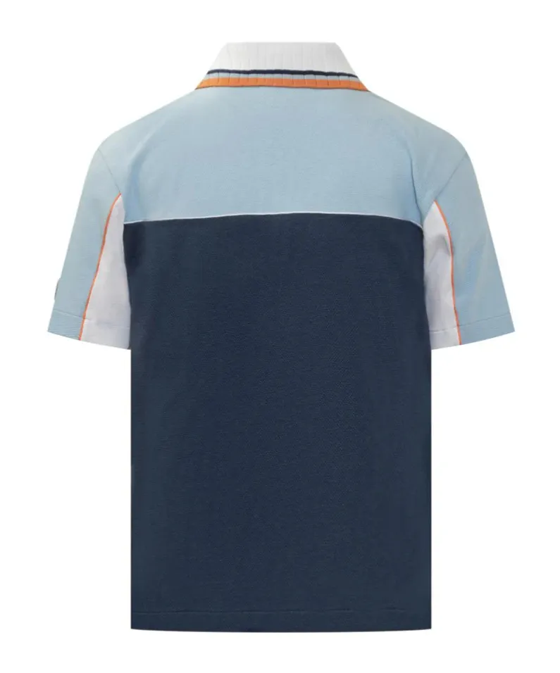 Colour-Block Zip-Neck Polo Shirt