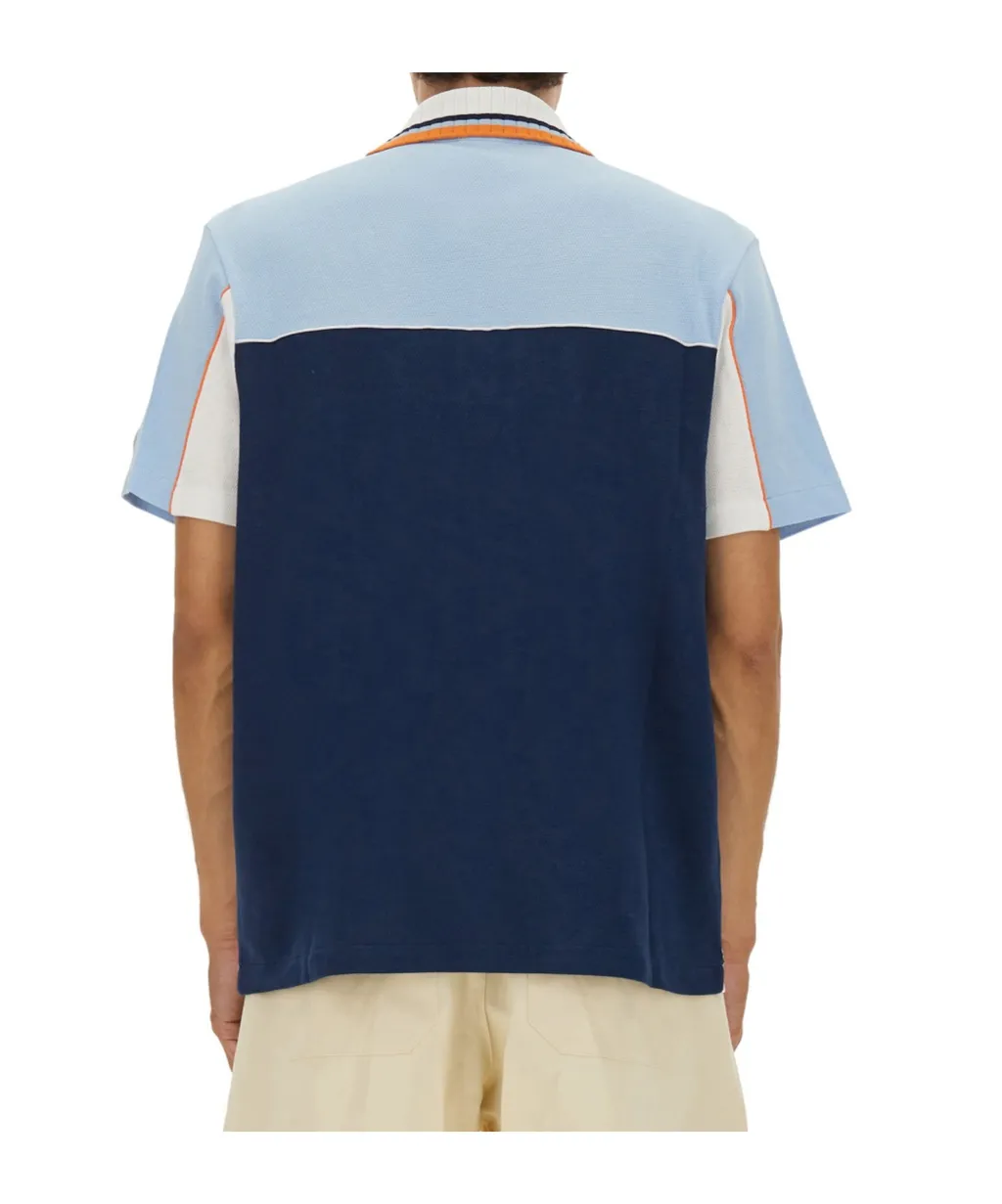 Colour-Block Zip-Neck Polo Shirt