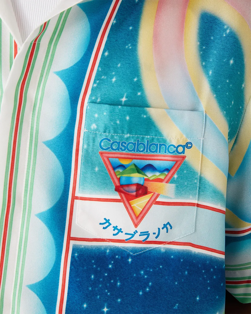 Galaxy Court Geometric-Print Silk Shirt