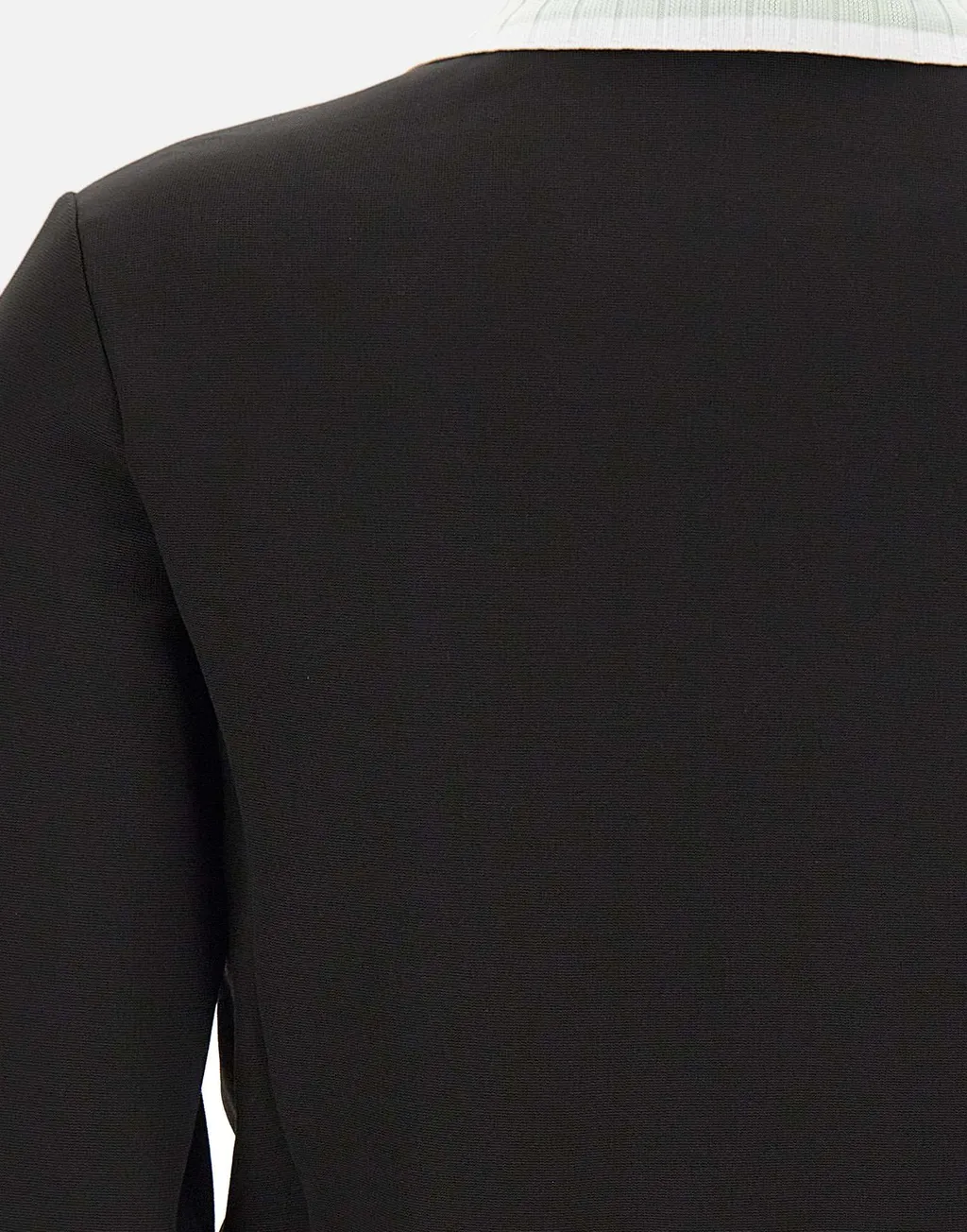 High-Collar Embroidered-Logo Jacket