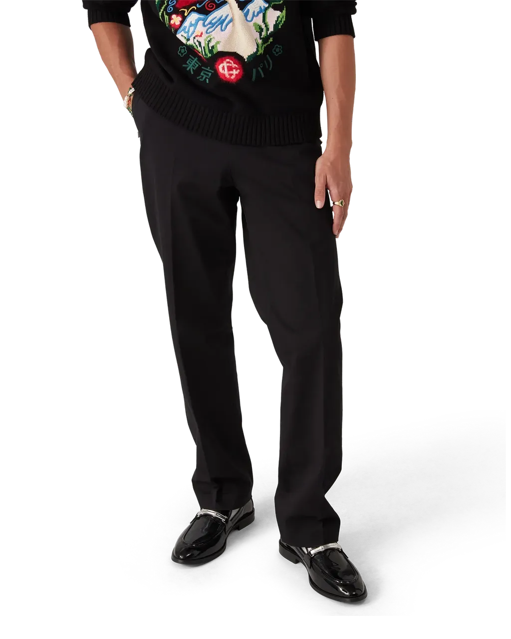 Buckle-Detail Cotton Trousers