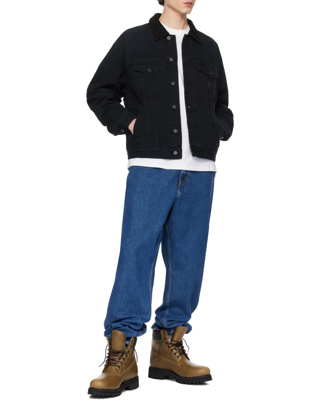 Corduroy-Collar Denim Jacket