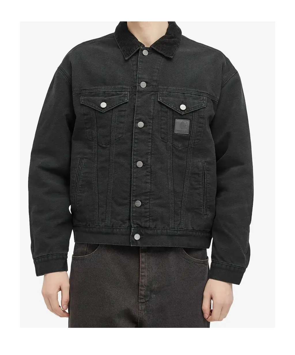Corduroy-Collar Denim Jacket