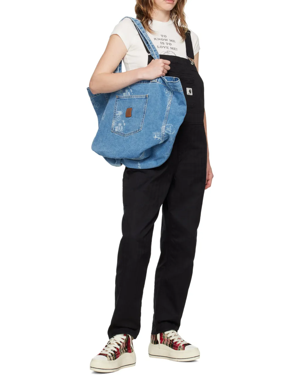 Bib Logo-Patch Denim Overalls