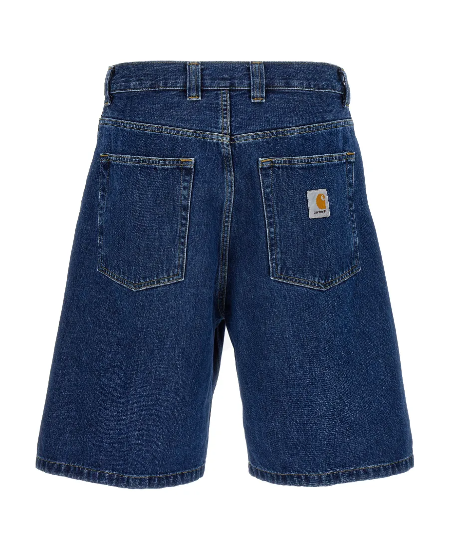 Logo-Patch Knee-Length Denim Shorts